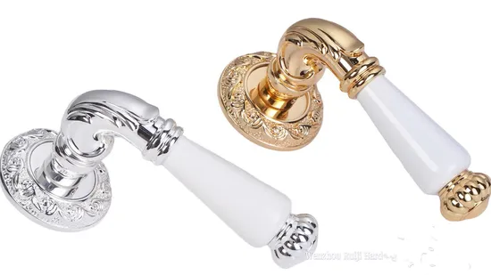 Maçaneta da porta em liga de zinco PVD dourado Europa em redondo rosa (Z6034-ZR03)